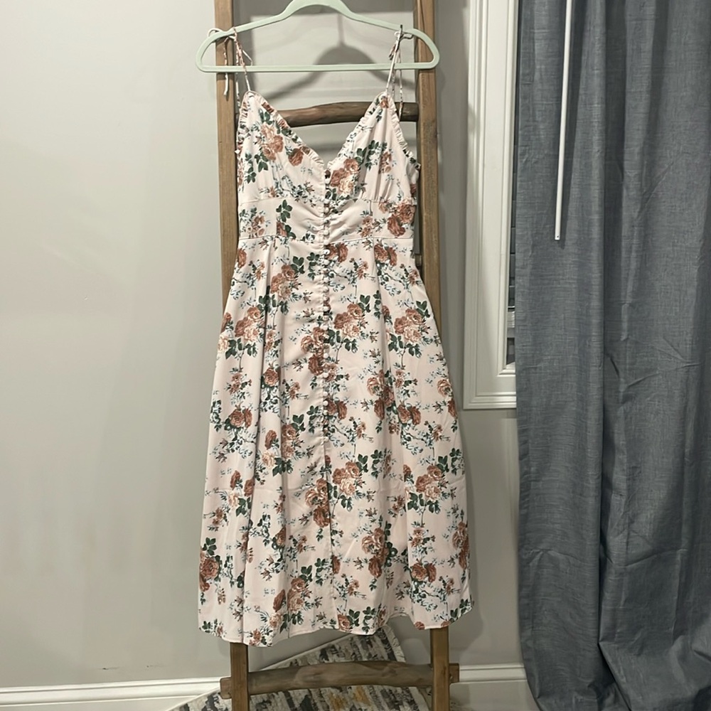 Light pink floral midi dress